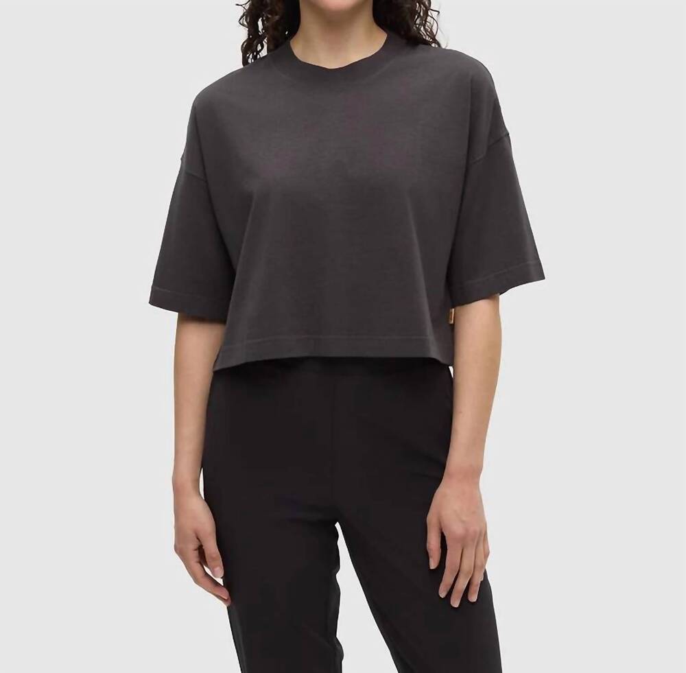 NEW TENTREE laurelwood crop tee in charcoal